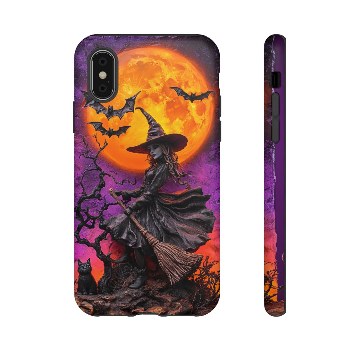 Witch and Bats Phone Case - Witchy Halloween Phone Cases for iPhone 16 15 14 13 12 11, Samsung Galaxy & Google Pixel