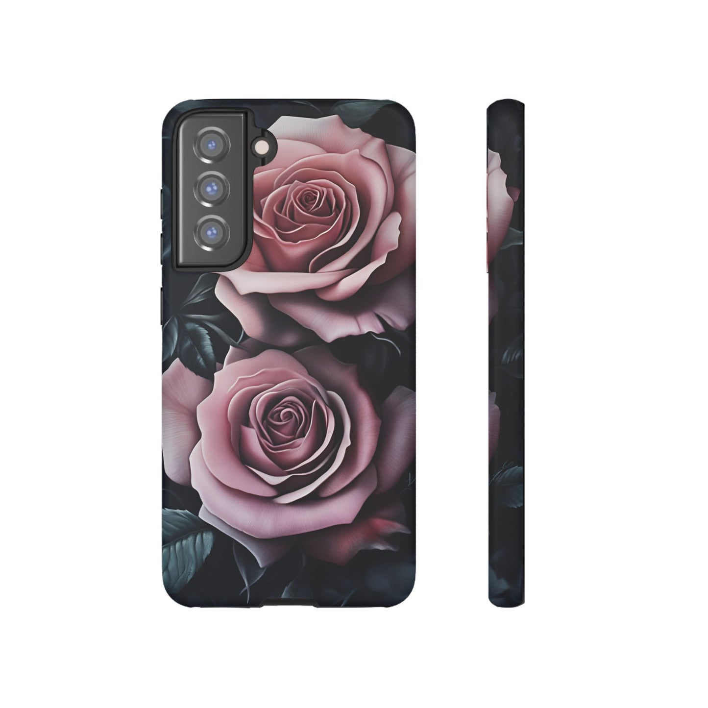 Pastel Goth Roses Phone Case - Gothic Black and Pink Flowers Phone Cases - iPhone 16 15 14 13 12 11, Samsung Galaxy & Google Pixel Phone Covers