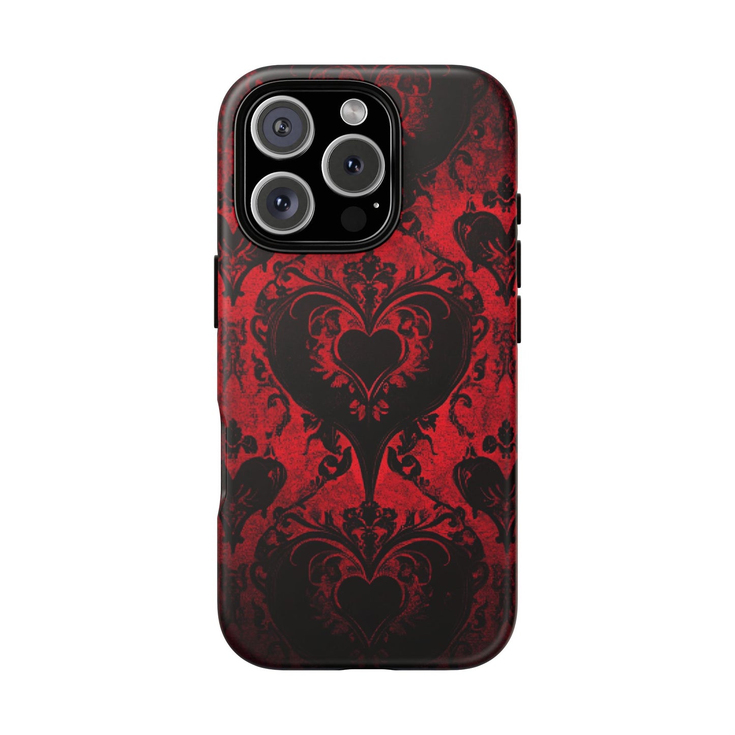 Gothic Dark Romance Phone Case - Black Hearts Phone Cover for iPhone 16 15 14 13 12 11, Samsung Galaxy & Google Pixel