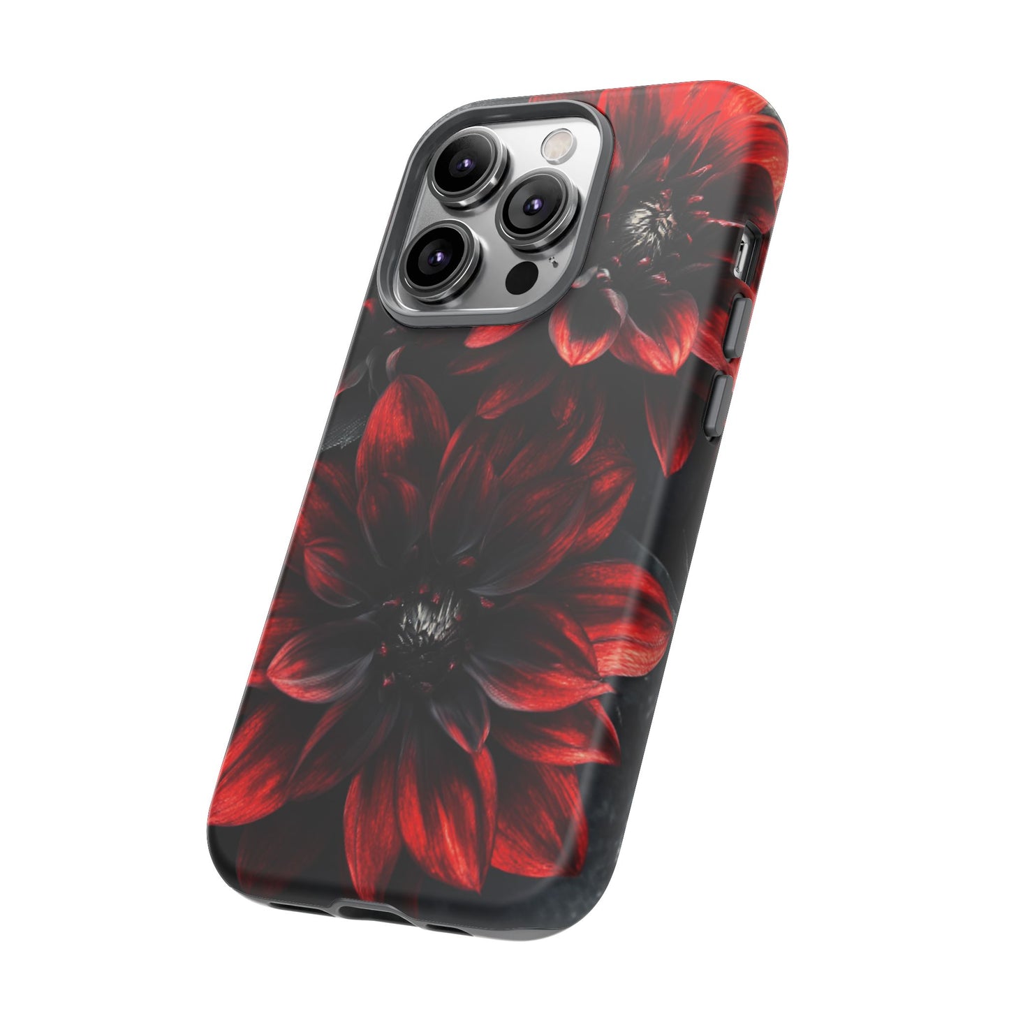 Black and Red Flower Phone Case - Gothic Dark Floral Phone Cases for iPhone 16 15 14 13 12 11, Samsung Galaxy & Google Pixel