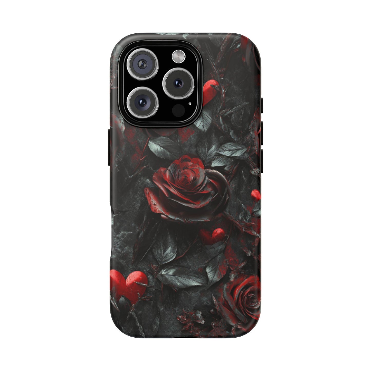 Gothic Valentine Phone Case - Dark Romance Roses and Hearts - iPhone 16 15 14 13 12 11, Samsung Galaxy & Google Pixel Phone Covers