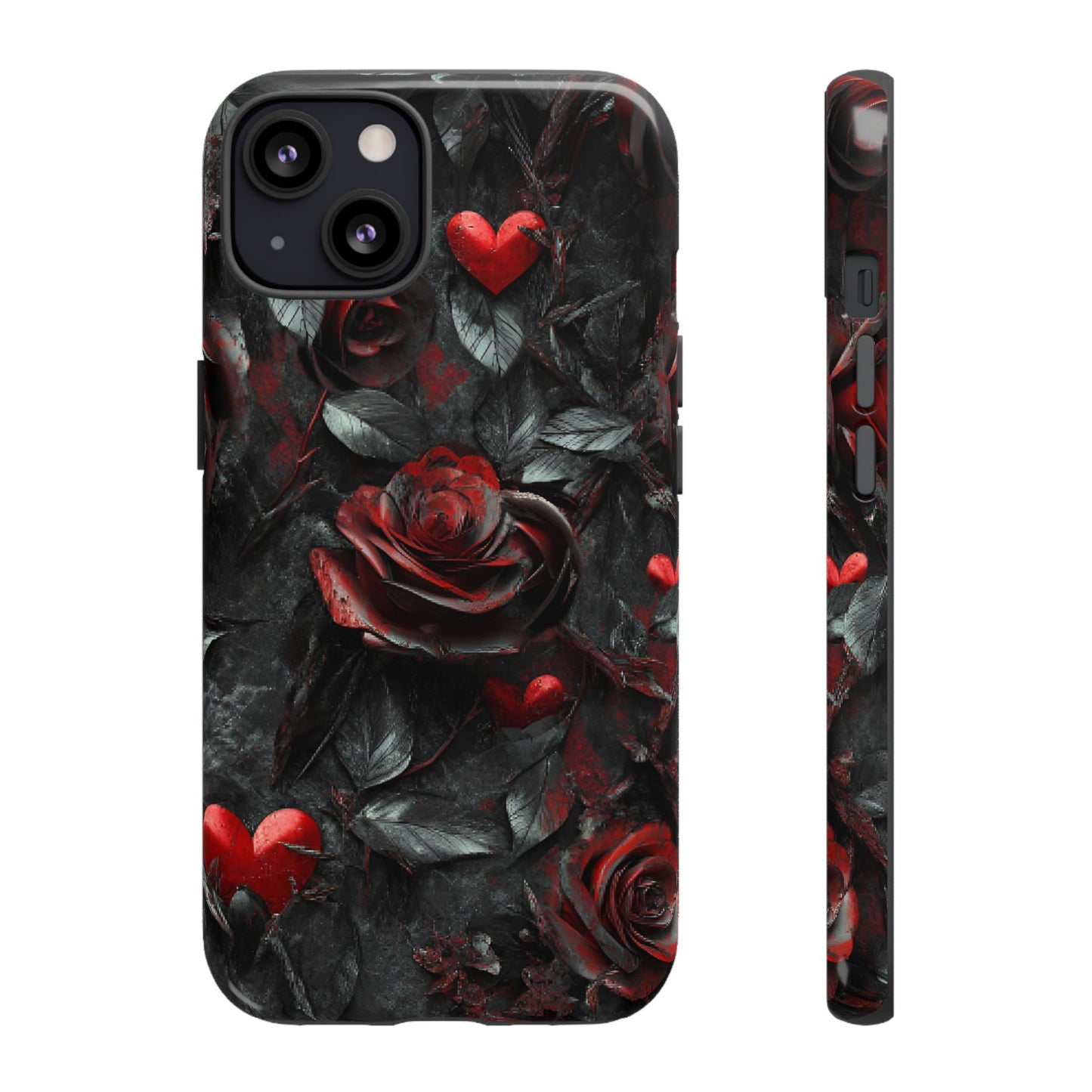 Gothic Valentine Phone Case - Dark Romance Roses and Hearts - iPhone 16 15 14 13 12 11, Samsung Galaxy & Google Pixel Phone Covers