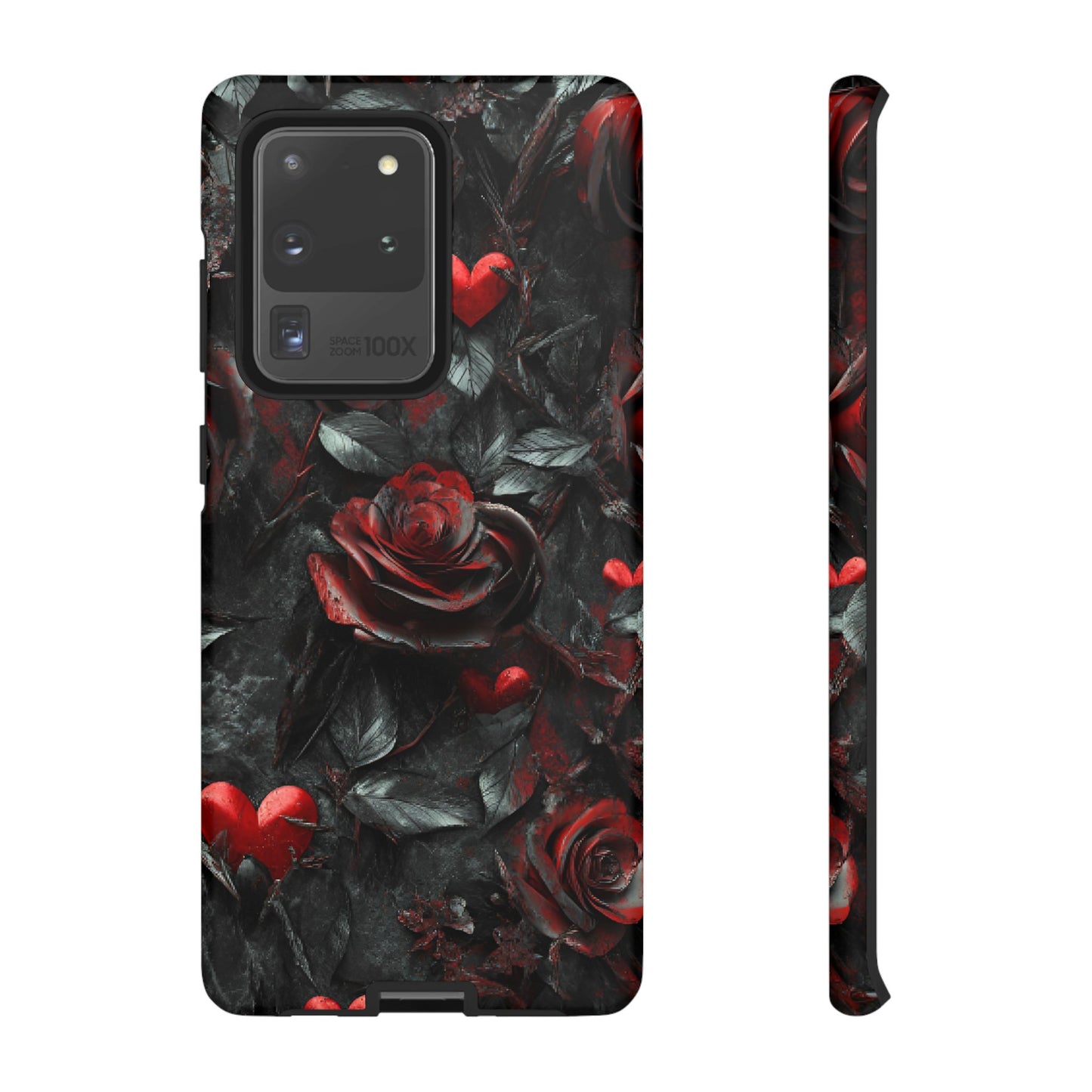 Gothic Valentine Phone Case - Dark Romance Roses and Hearts - iPhone 16 15 14 13 12 11, Samsung Galaxy & Google Pixel Phone Covers