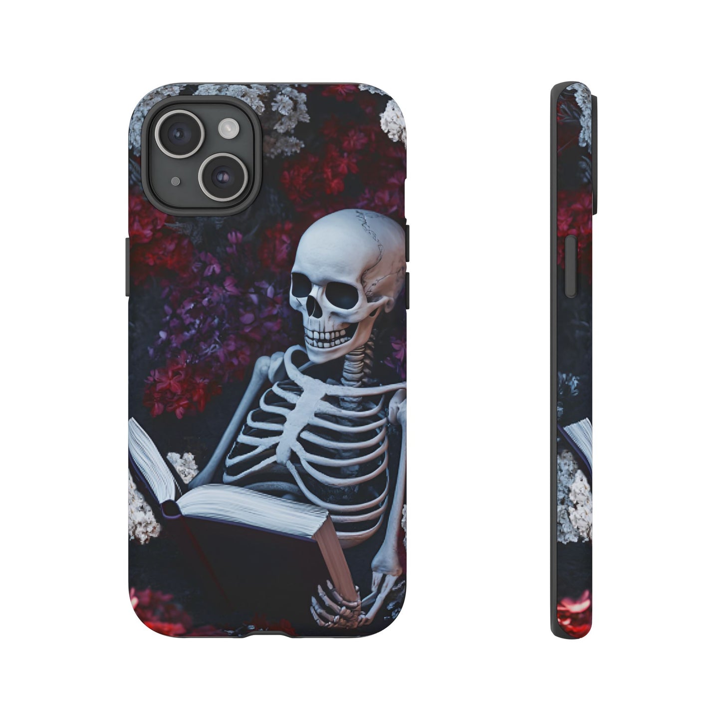 Skeleton Reading Book Phone Case - Bookish Halloween Phone Cases for iPhone 16 15 14 13 12 11, Samsung Galaxy & Google Pixel