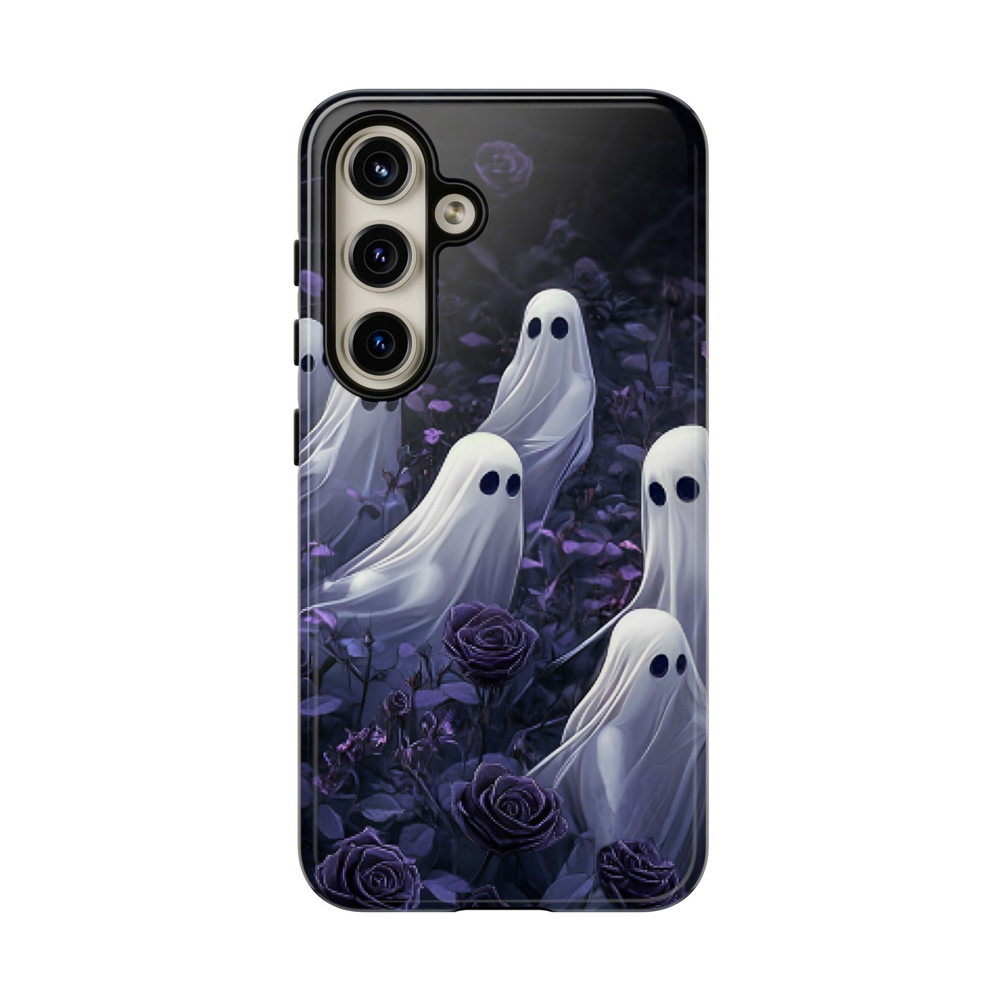 Halloween Phone Case - Ghosts in Purple Rose Garden for iPhone 16 15 14 13 12 11, Samsung Galaxy & Google Pixel Phone Covers