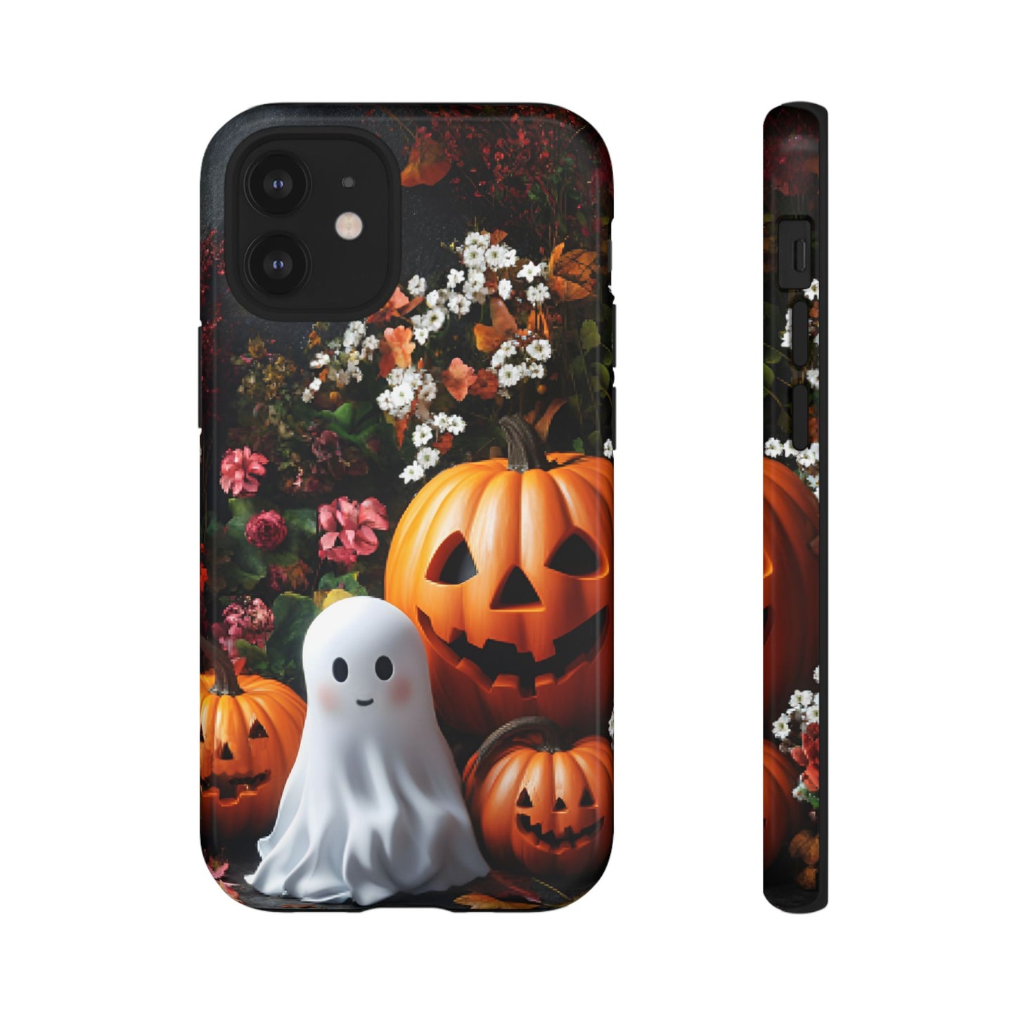 Halloween Phone Case with Cute Ghost and Pumpkins - iPhone 16 15 14 13 12 11, Samsung Galaxy & Google Pixel Phone Covers