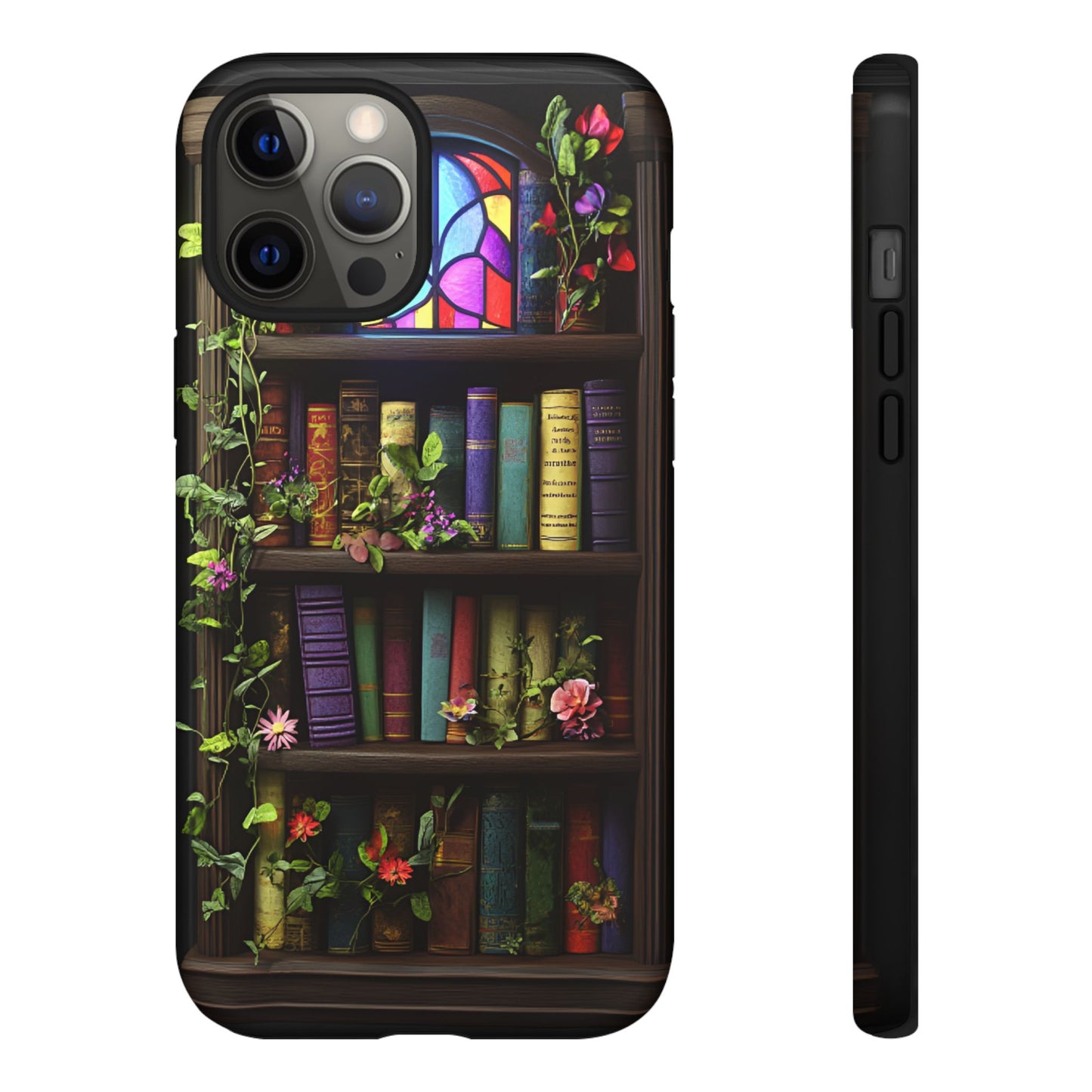 Bookshelf and Stained Glass Window Phone Case - Book Lover Phone Cases - iPhone 16 15 14 13 12 11, Samsung Galaxy & Google Pixel Phone Covers