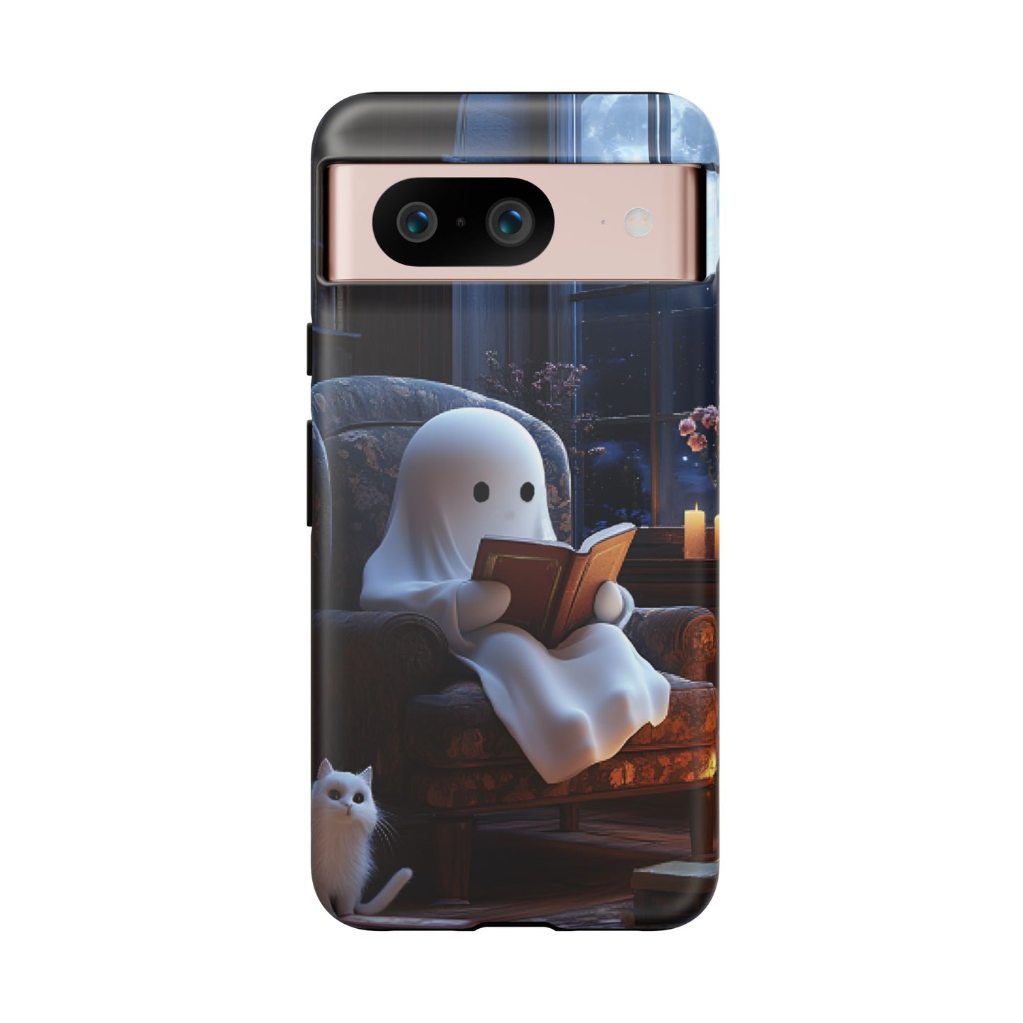 Ghost Reading Book Phone Case - Bookish Halloween Phone Cases - iPhone 16 15 14 13 12 11, Samsung Galaxy & Google Pixel Phone Covers