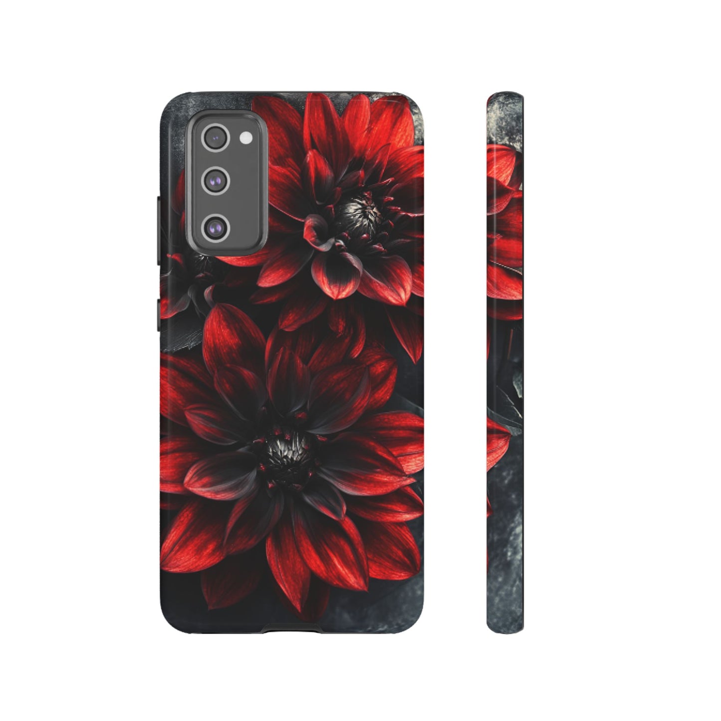 Black and Red Flower Phone Case - Gothic Dark Floral Phone Cases for iPhone 16 15 14 13 12 11, Samsung Galaxy & Google Pixel