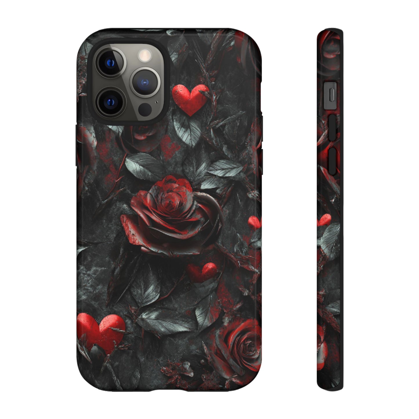 Gothic Valentine Phone Case - Dark Romance Roses and Hearts - iPhone 16 15 14 13 12 11, Samsung Galaxy & Google Pixel Phone Covers