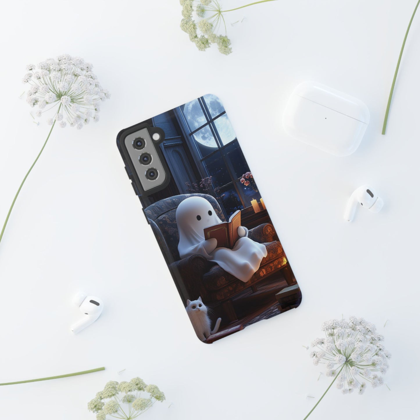 Ghost Reading Book Phone Case - Bookish Halloween Phone Cases - iPhone 16 15 14 13 12 11, Samsung Galaxy & Google Pixel Phone Covers