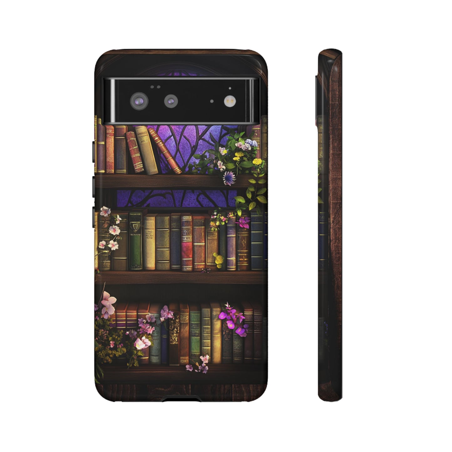 Bookshelf Phone Case - Dark Academia Stained Glass Phone Cases - iPhone 16 15 14 13 12 11, Samsung Galaxy & Google Pixel Phone Covers