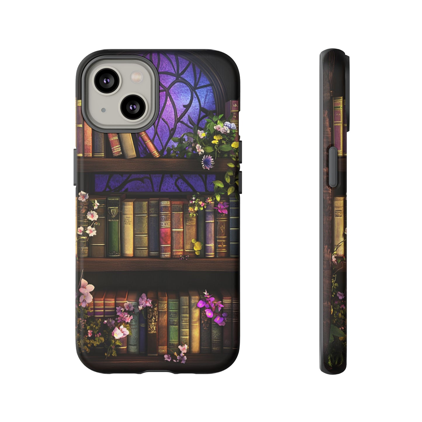 Bookshelf Phone Case - Dark Academia Stained Glass Phone Cases - iPhone 16 15 14 13 12 11, Samsung Galaxy & Google Pixel Phone Covers