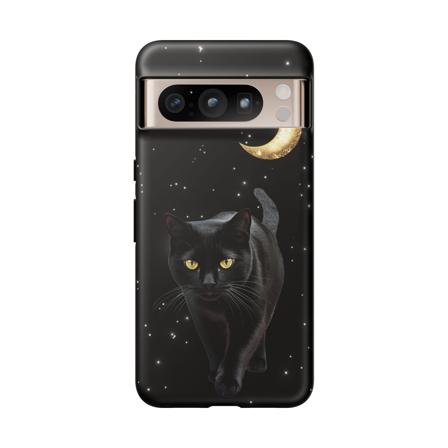 Black Cat and Moon Phone Case - Celestial Cat Lover Phone Cases for iPhone 16 15 14 13 12 11, Samsung Galaxy & Google Pixel