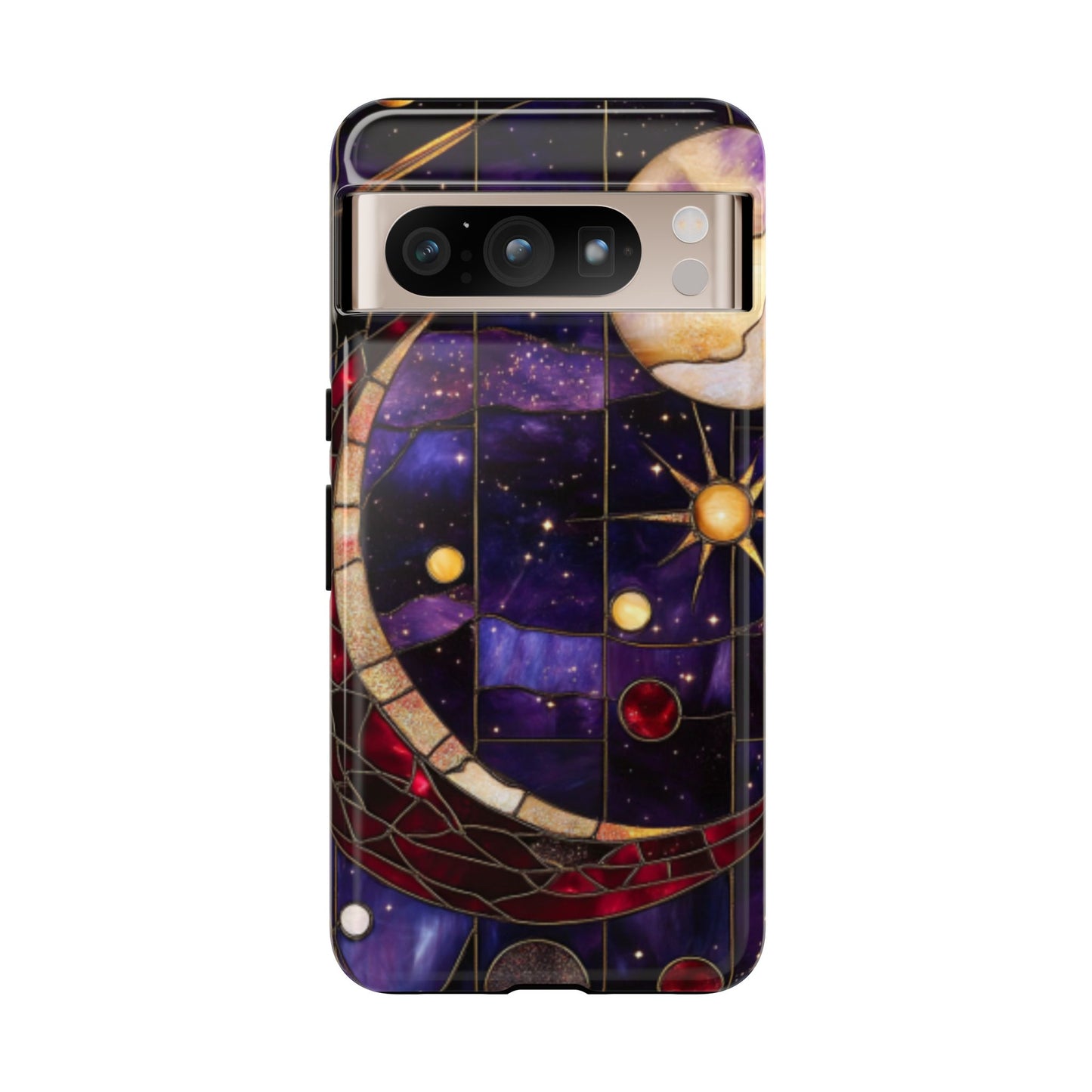 Celestial Stained Glass Phone Case for iPhone 16 15 14 13 12 11, Samsung Galaxy & Google Pixel