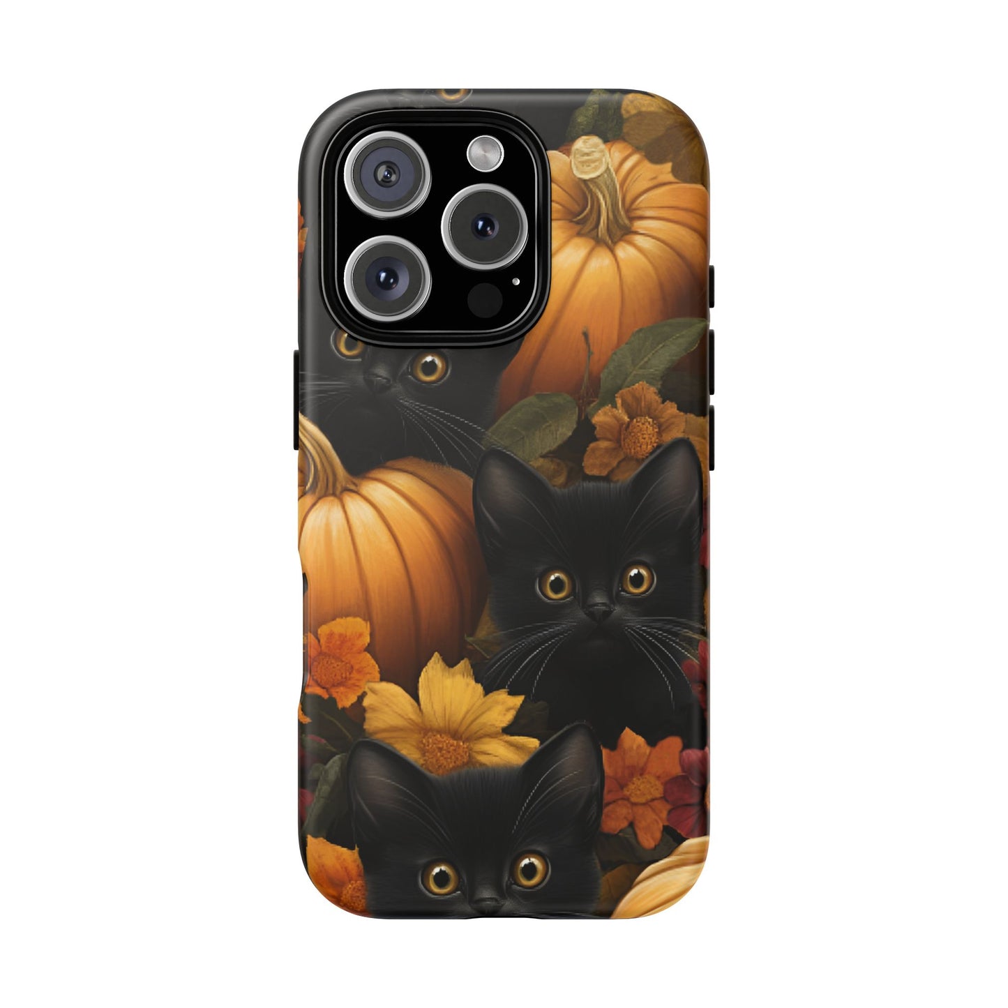 Black Cats and Pumpkins Phone Case - Cute Halloween Phone Cases for iPhone 16 15 14 13 12 11, Samsung Galaxy & Google Pixel