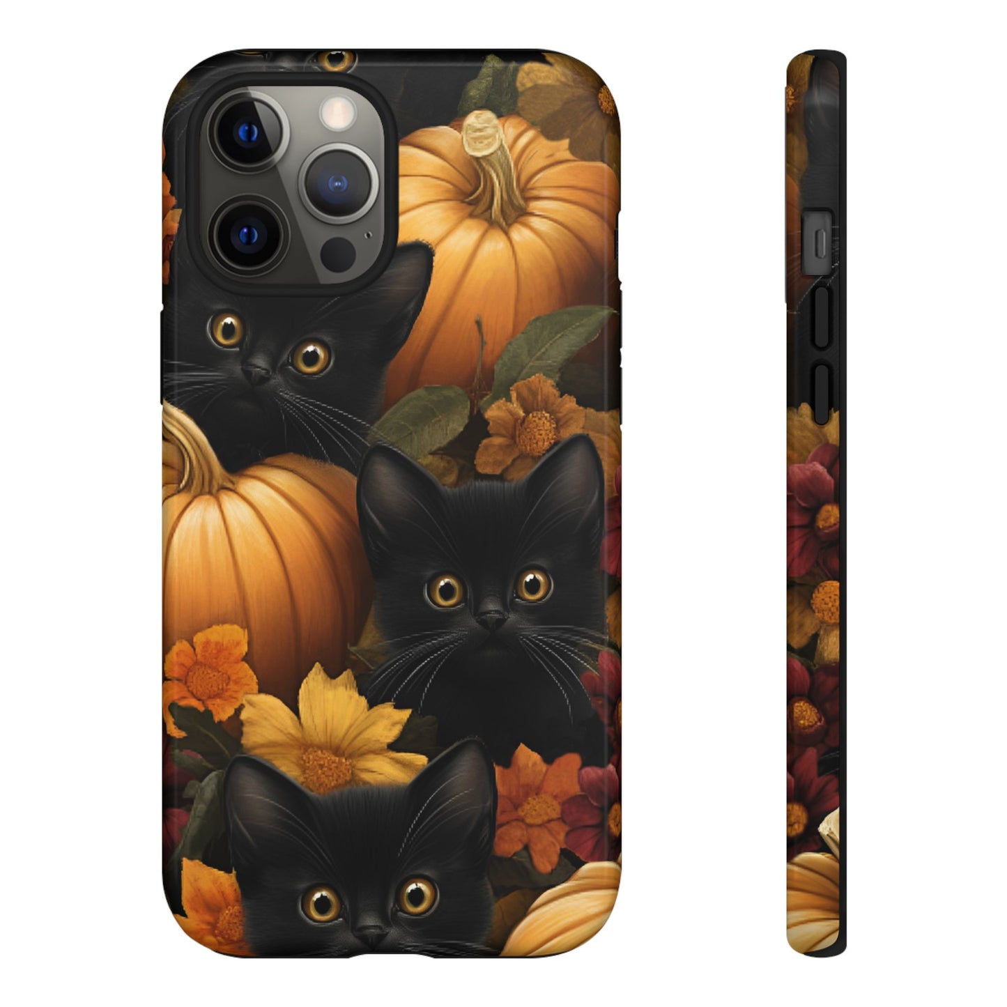 Black Cats and Pumpkins Phone Case - Cute Halloween Phone Cases for iPhone 16 15 14 13 12 11, Samsung Galaxy & Google Pixel