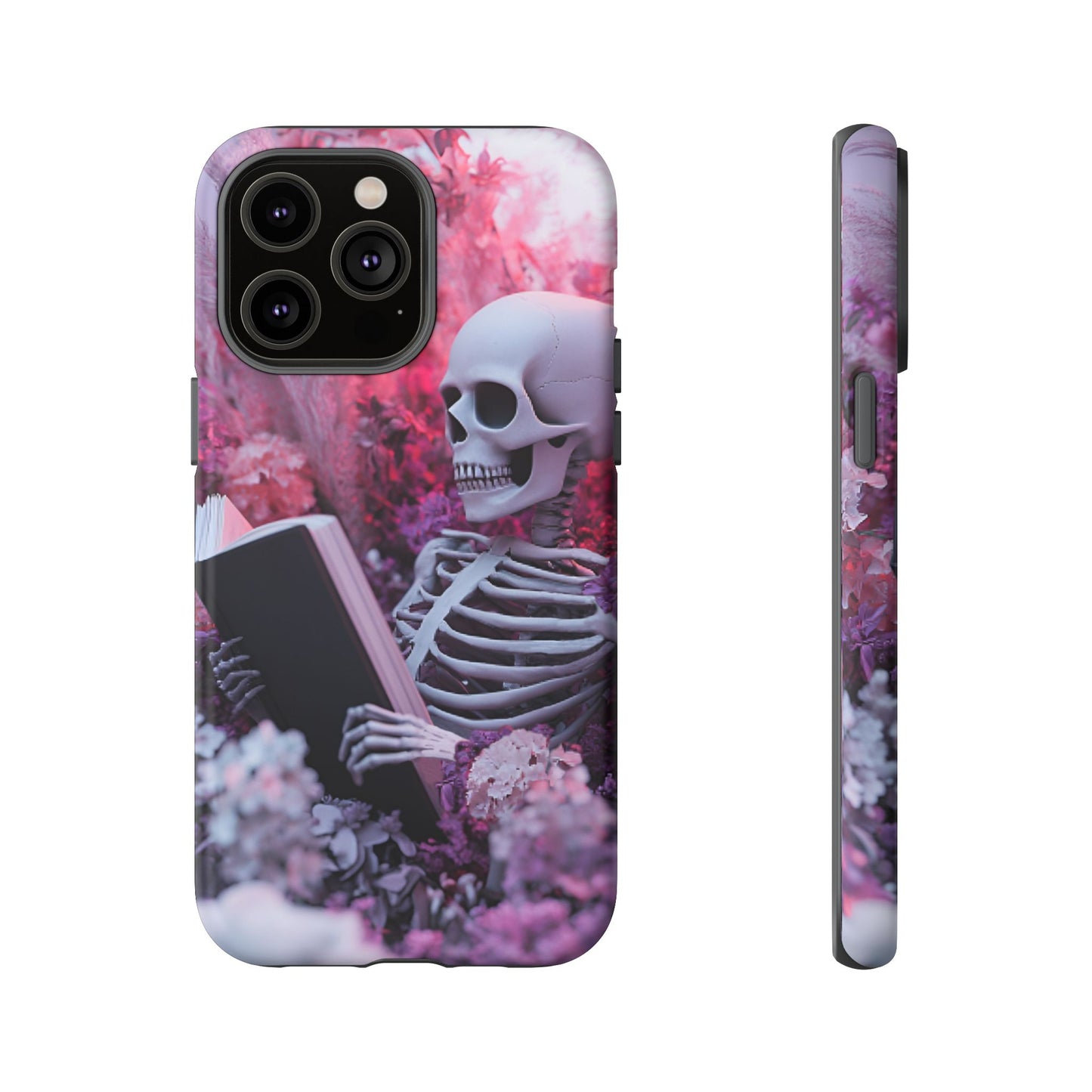 Bookish Skeleton Phone Case - Spooky Floral Halloween Phone Cases for Phone 16 15 14 13 12 11, Samsung Galaxy & Google Pixel