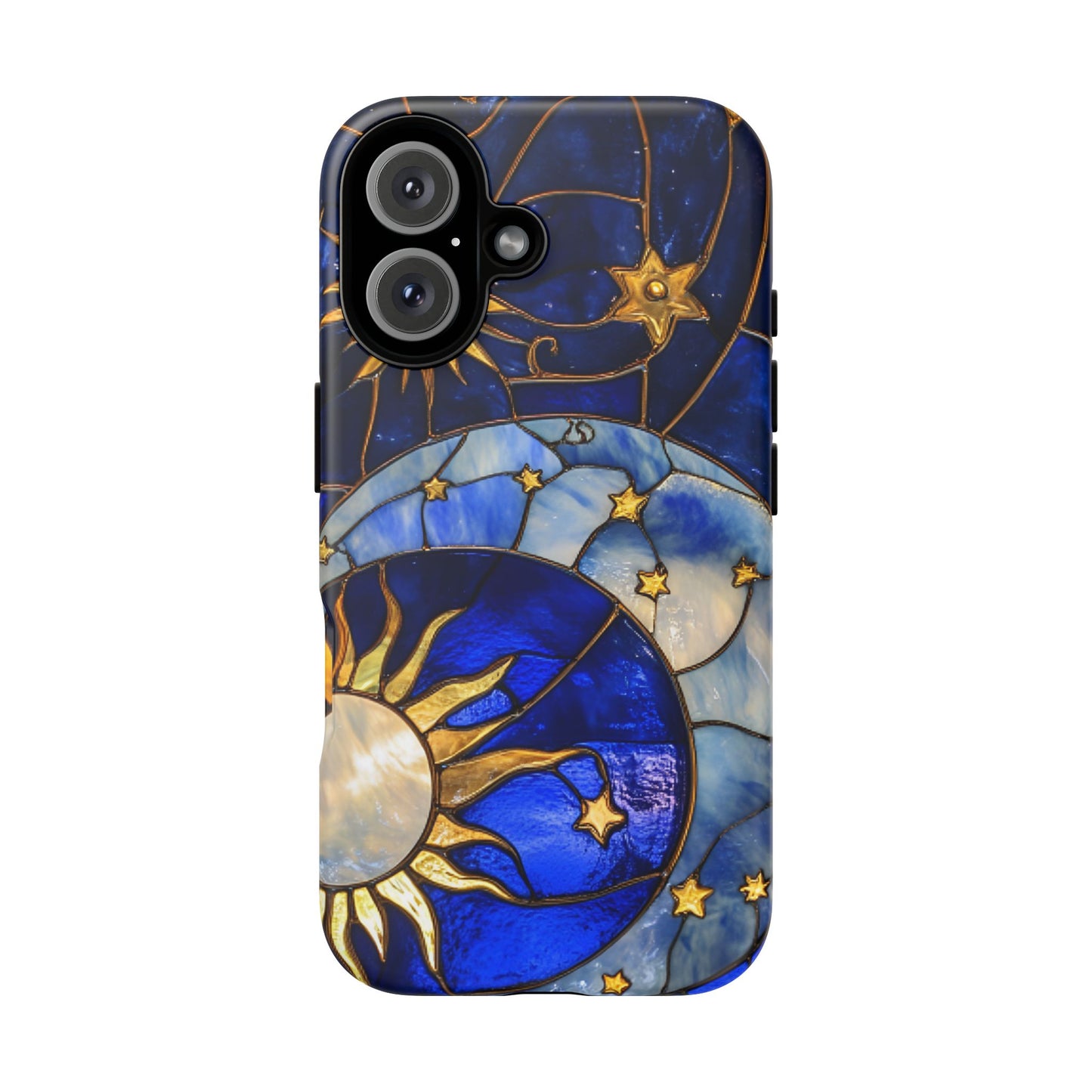 Moon and Sun Stained Glass Phone Case - iPhone 16 15 14 13 12 11, Samsung Galaxy & Google Pixel Phone Covers