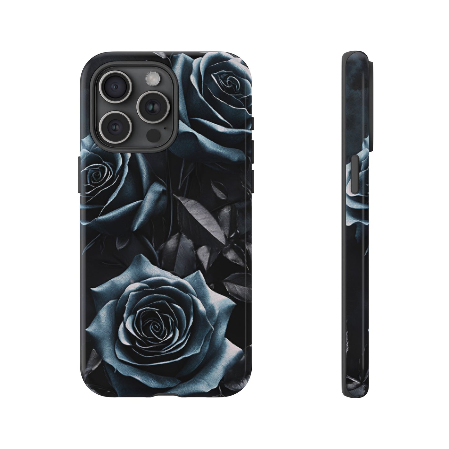 Black and Blue Roses Phone Case - Dark and Moody Gothic Flower Phone Cases - iPhone 16 15 14 13 12 11, Samsung Galaxy & Google Pixel Phone Covers