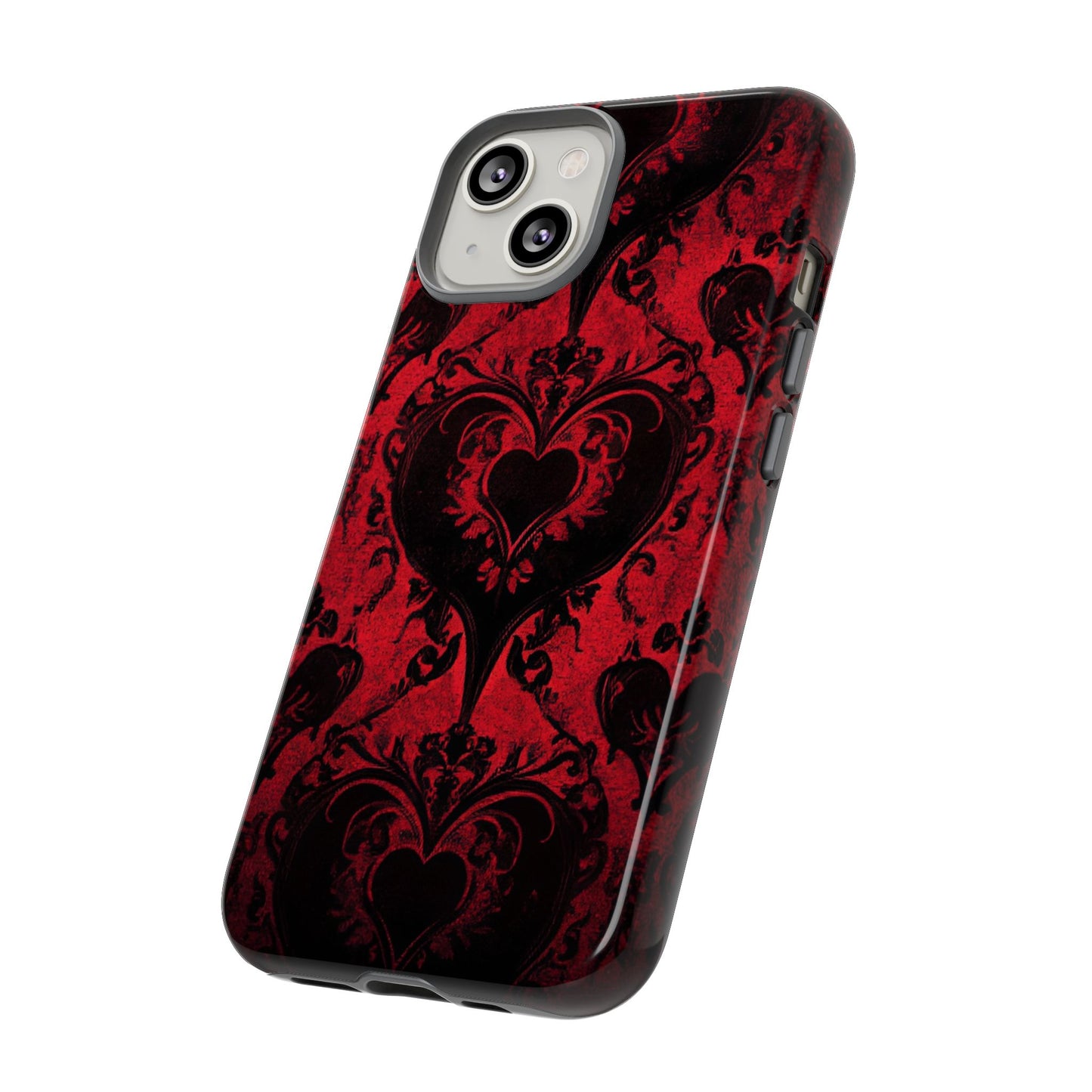 Gothic Dark Romance Phone Case - Black Hearts Phone Cover - iPhone 16 15 14 13 12 11, Samsung Galaxy & Google Pixel Phone Covers