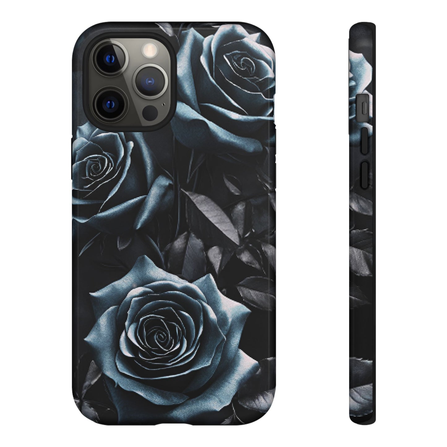 Black and Blue Roses Phone Case - Dark and Moody Gothic Flower Phone Cases - iPhone 16 15 14 13 12 11, Samsung Galaxy & Google Pixel Phone Covers