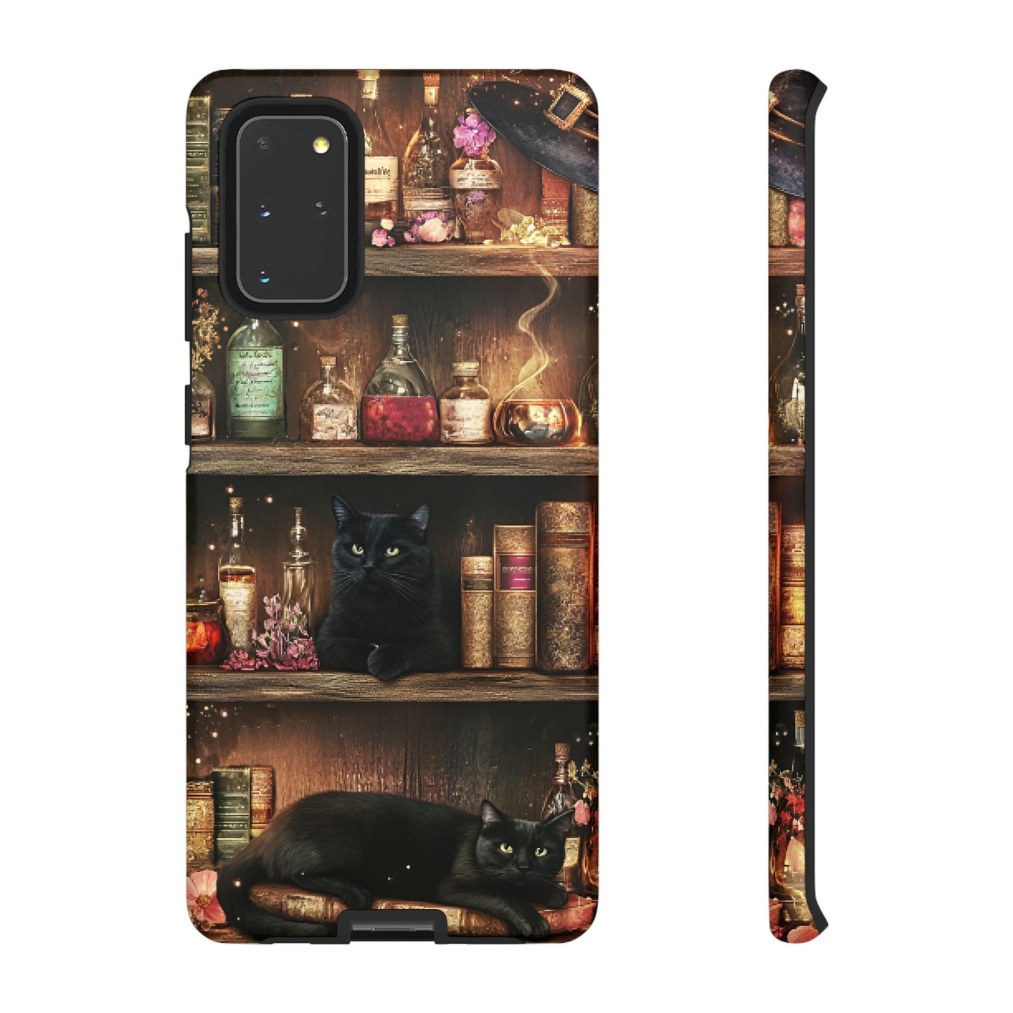 Witch Bookshelf Phone Case - Witchy Books Potions and Black Cats for iPhone 16 15 14 13 12 11, Samsung Galaxy & Google Pixel