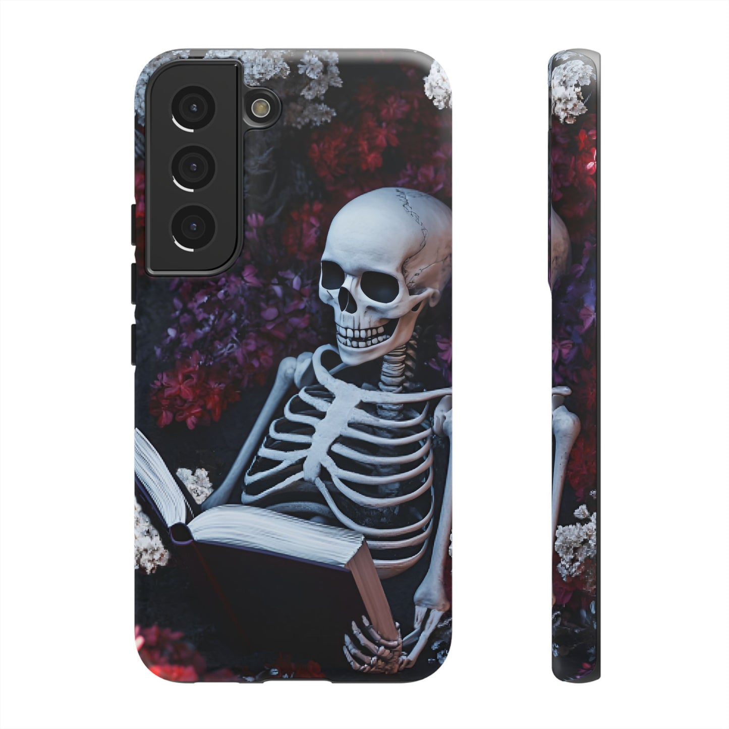 Skeleton Reading Book Phone Case - Bookish Halloween Phone Cases - iPhone 16 15 14 13 12 11, Samsung Galaxy & Google Pixel Phone Covers