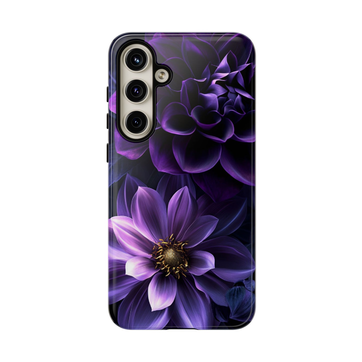 Black and Purple Flowers Phone Case - Dark Gothic Bloom Phone Cases - iPhone 16 15 14 13 12 11, Samsung Galaxy & Google Pixel Phone Covers