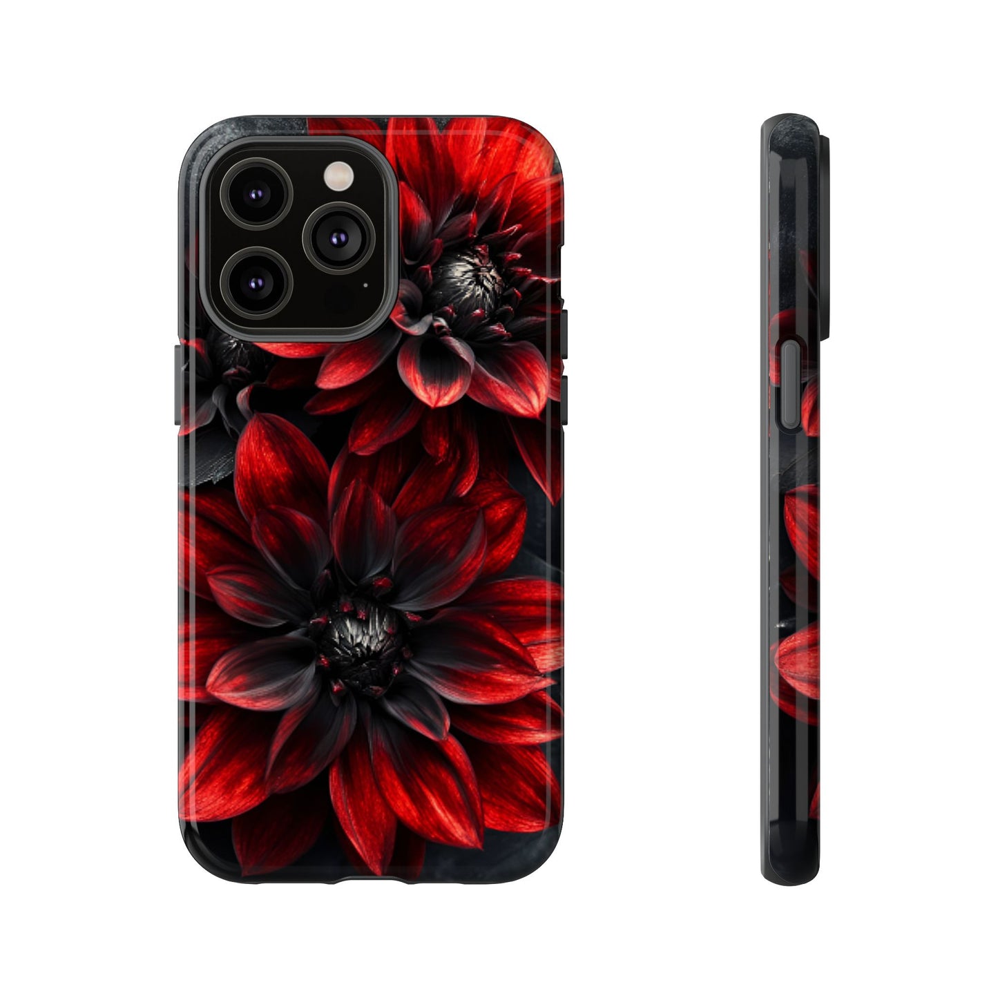 Black and Red Flower Phone Case - Gothic Dark Floral Phone Cases - iPhone 16 15 14 13 12 11, Samsung Galaxy & Google Pixel Phone Covers