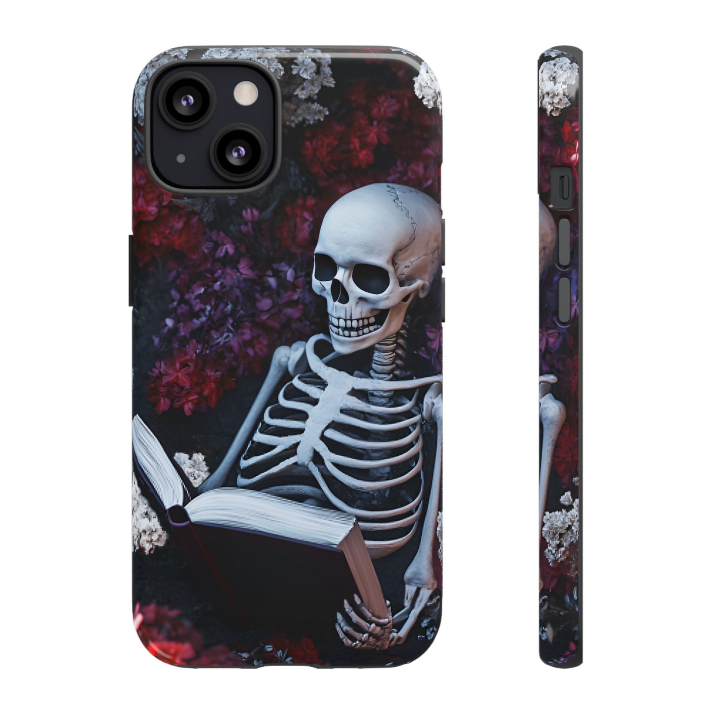 Skeleton Reading Book Phone Case - Bookish Halloween Phone Cases for iPhone 16 15 14 13 12 11, Samsung Galaxy & Google Pixel