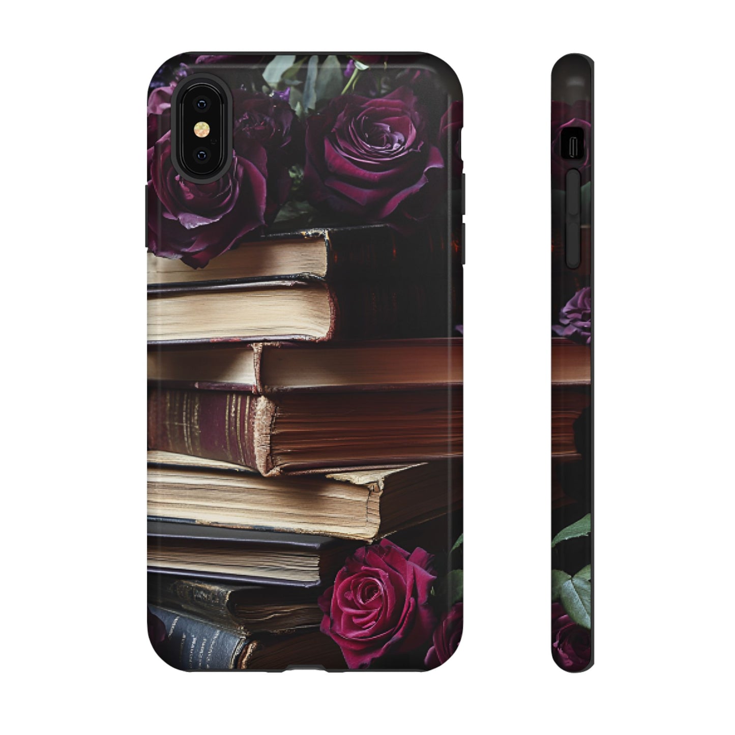 Books and Roses Phone Case - Bookish Dark Academia Phone Cover - iPhone 16 15 14 13 12 11, Samsung Galaxy & Google Pixel Phone Covers - Boo and Bewear