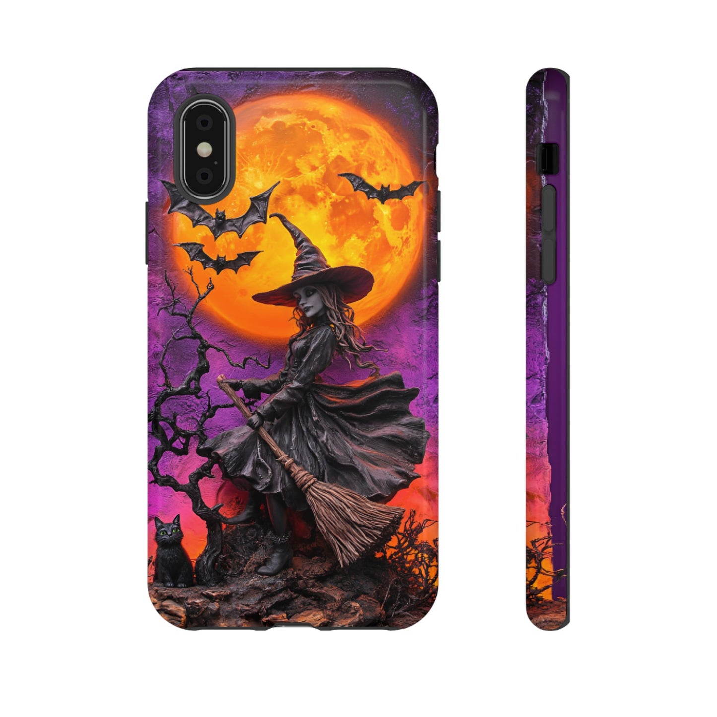 Witch and Bats Phone Case - Witchy Halloween Phone Cases - iPhone 16 15 14 13 12 11, Samsung Galaxy & Google Pixel Phone Covers