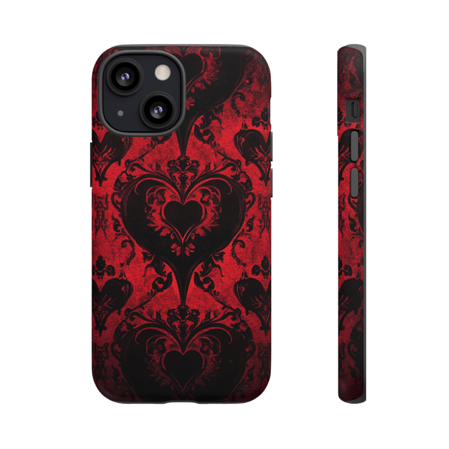 Gothic Dark Romance Phone Case - Black Hearts Phone Cover - iPhone 16 15 14 13 12 11, Samsung Galaxy & Google Pixel Phone Covers