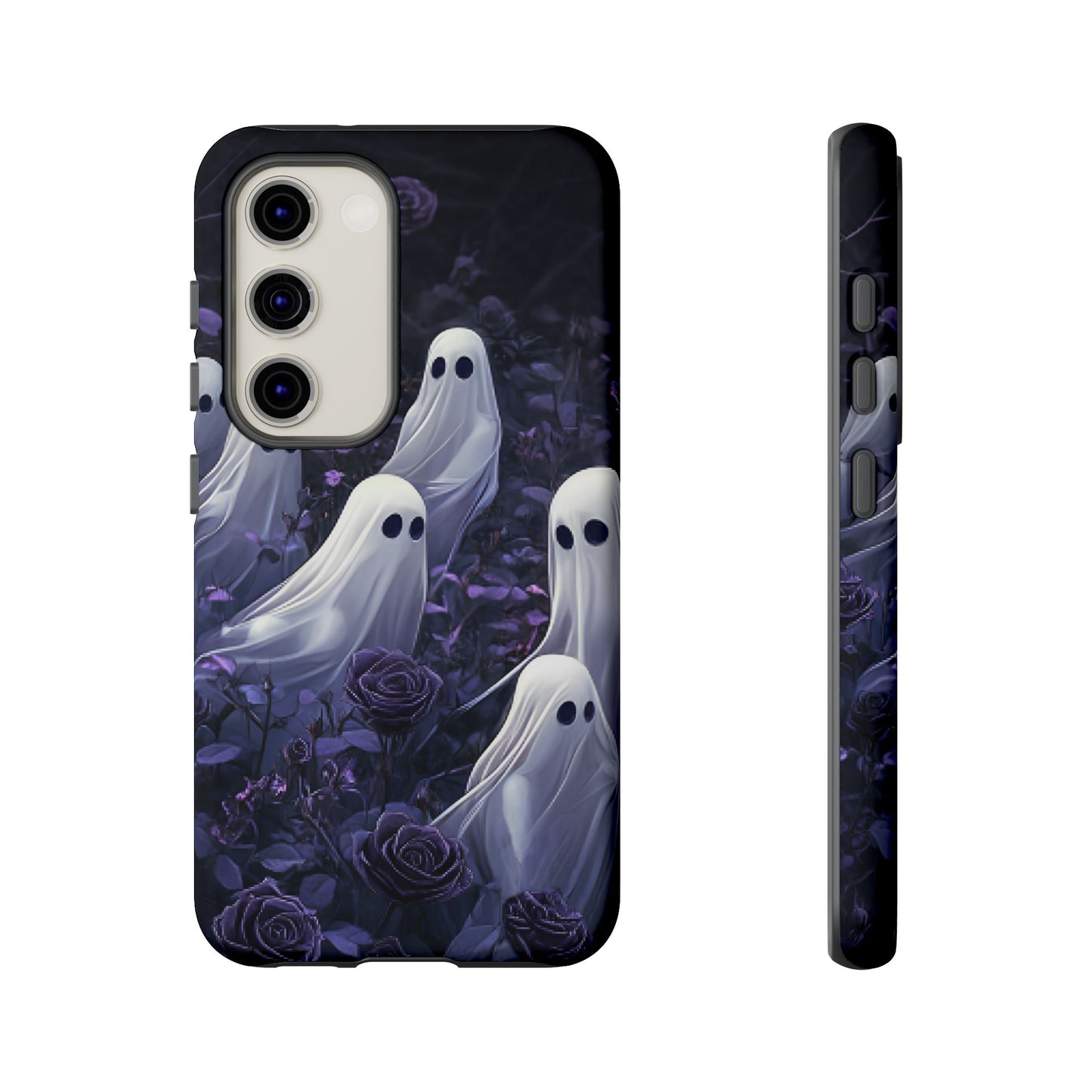 Halloween Phone Case - Ghosts in Purple Rose Garden for iPhone 16 15 14 13 12 11, Samsung Galaxy & Google Pixel Phone Covers