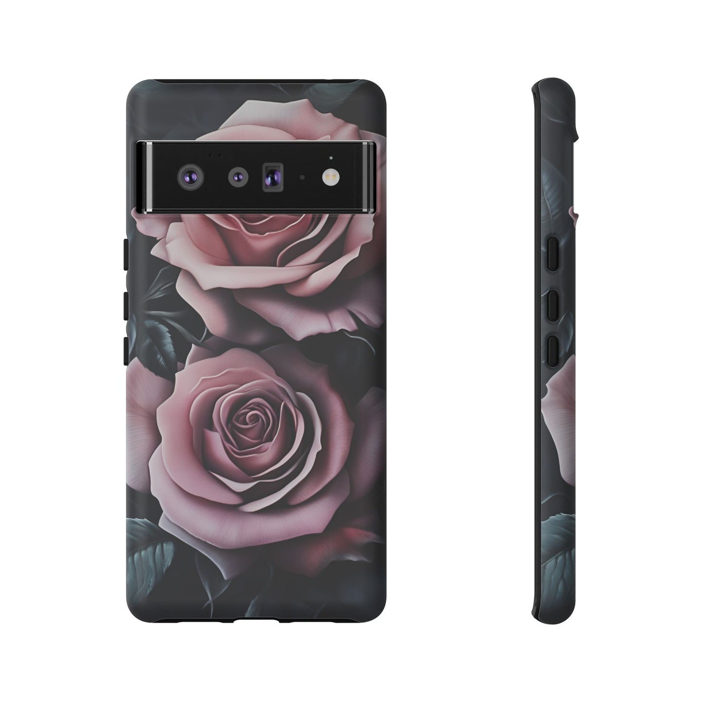 Pastel Goth Roses Phone Case - Gothic Black and Pink Flowers Phone Cases - iPhone 16 15 14 13 12 11, Samsung Galaxy & Google Pixel Phone Covers