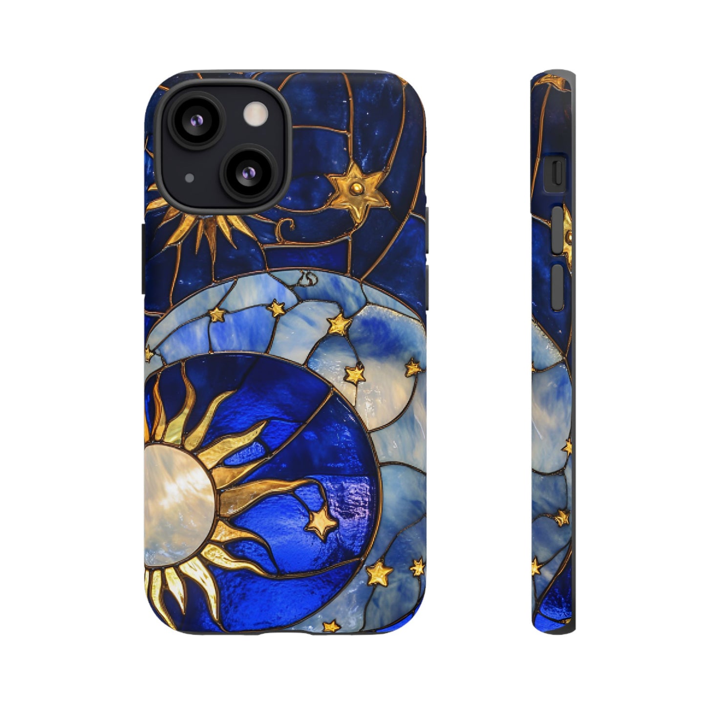 Moon and Sun Stained Glass Phone Case - iPhone 16 15 14 13 12 11, Samsung Galaxy & Google Pixel Phone Covers