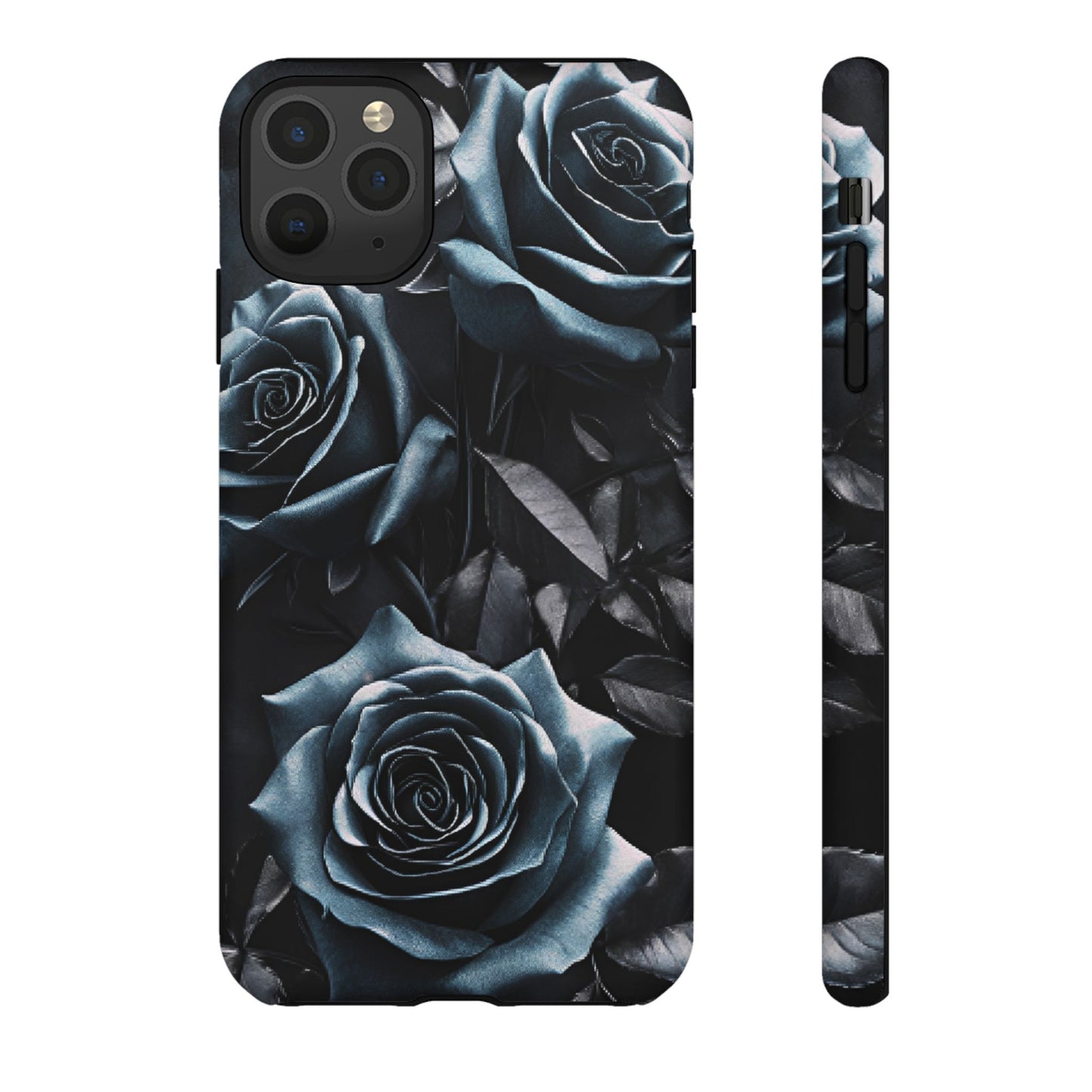 Black and Blue Roses Phone Case - Dark and Moody Gothic Flower Phone Cases - iPhone 16 15 14 13 12 11, Samsung Galaxy & Google Pixel Phone Covers