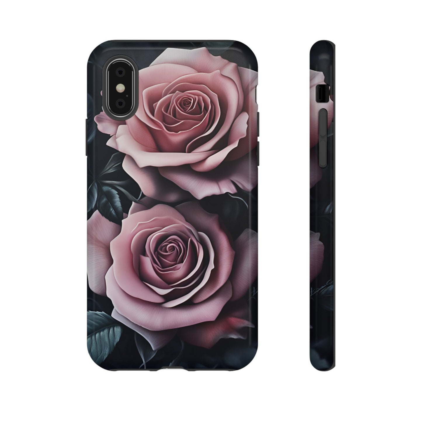 Pastel Goth Roses Phone Case - Gothic Black and Pink Flowers Phone Cases - iPhone 16 15 14 13 12 11, Samsung Galaxy & Google Pixel Phone Covers - Boo and Bewear