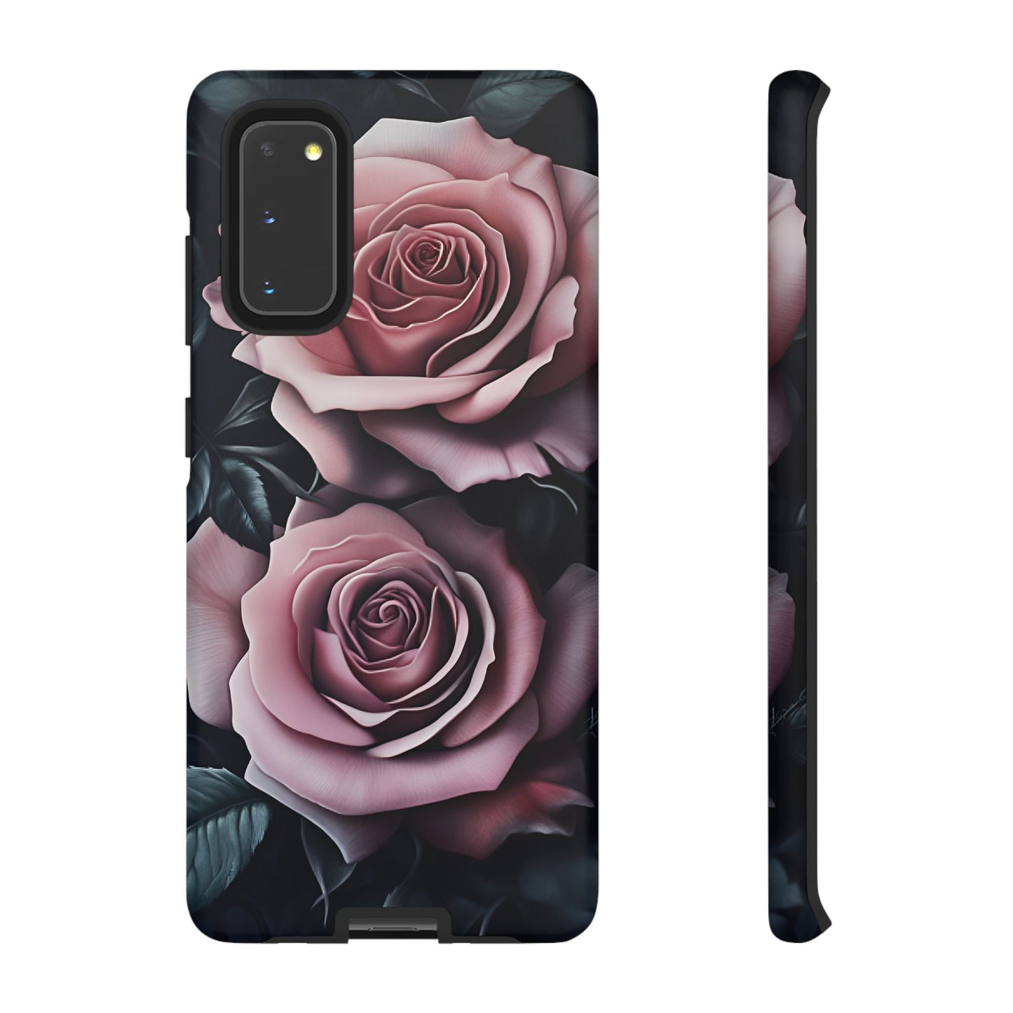 Pastel Goth Roses Phone Case - Gothic Black and Pink Flowers Phone Cases for iPhone 16 15 14 13 12 11, Samsung Galaxy & Google Pixel