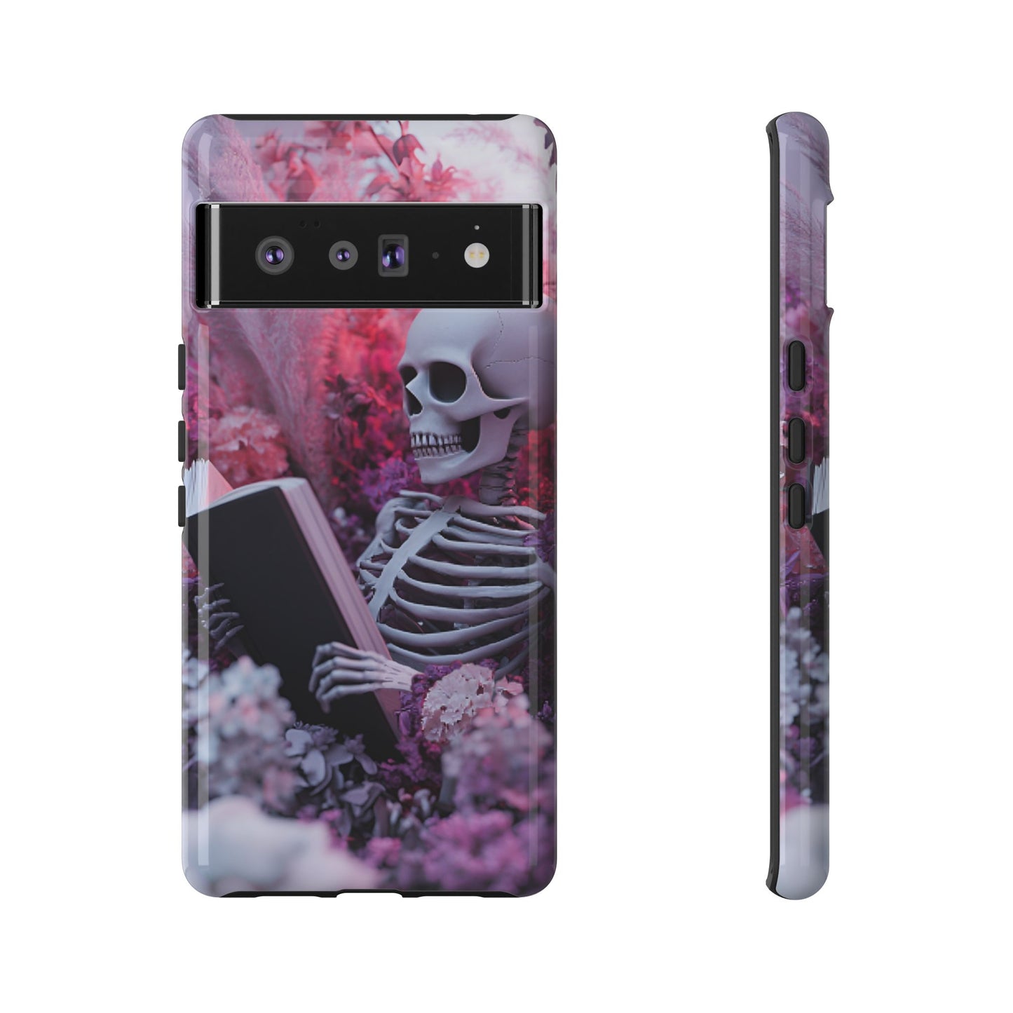 Bookish Skeleton Phone Case - Spooky Floral Halloween Phone Cases for Phone 16 15 14 13 12 11, Samsung Galaxy & Google Pixel