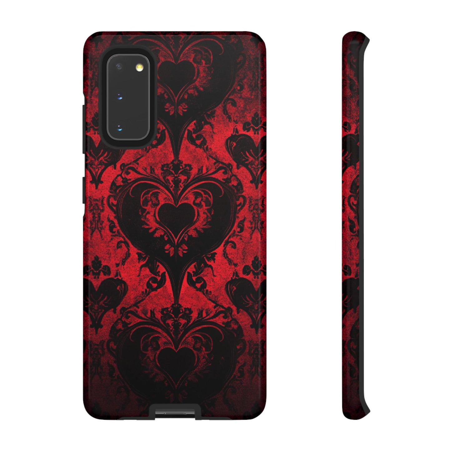 Gothic Dark Romance Phone Case - Black Hearts Phone Cover for iPhone 16 15 14 13 12 11, Samsung Galaxy & Google Pixel