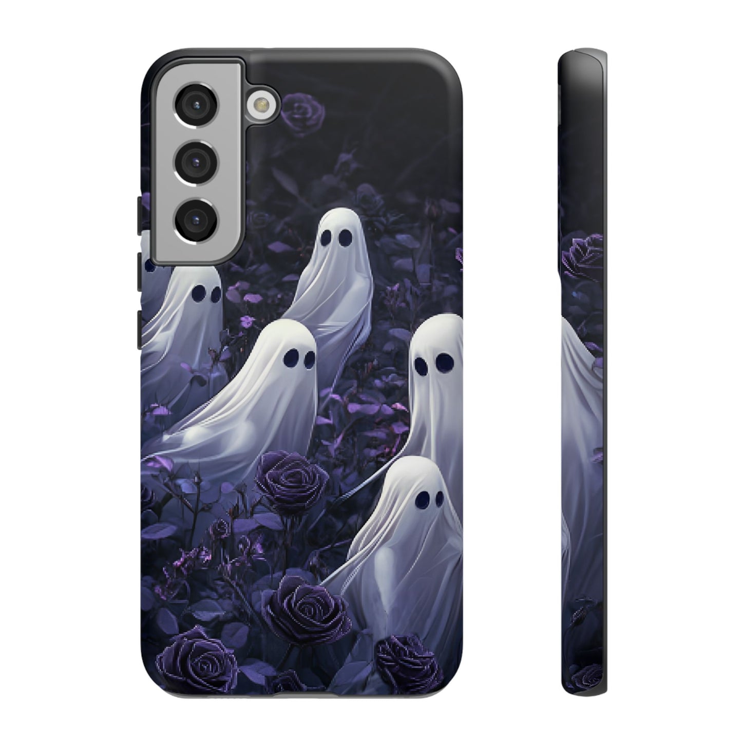 Halloween Phone Case - Ghosts in Purple Rose Garden for iPhone 16 15 14 13 12 11, Samsung Galaxy & Google Pixel Phone Covers