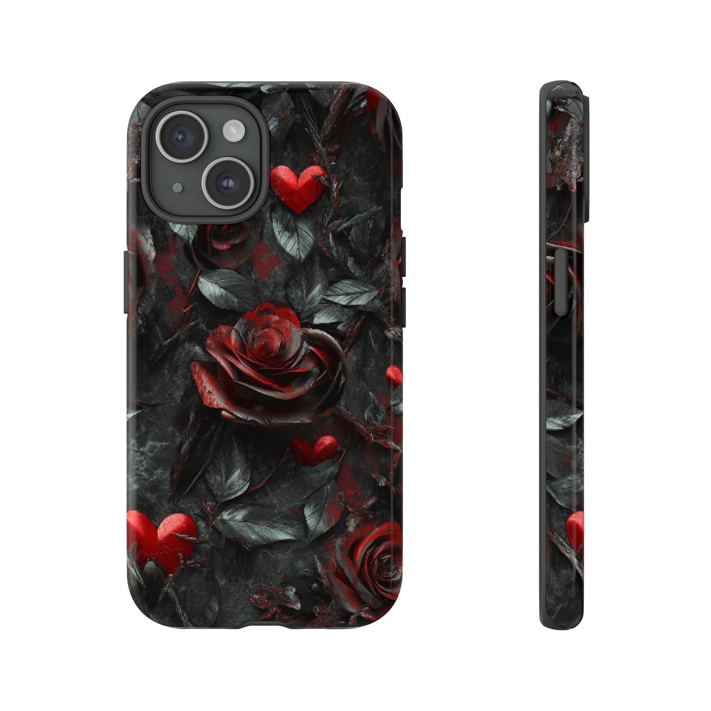 Gothic Valentine Phone Case - Dark Romance Roses and Hearts - iPhone 16 15 14 13 12 11, Samsung Galaxy & Google Pixel Phone Covers