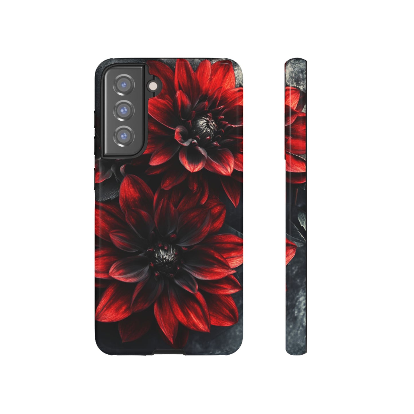 Black and Red Flower Phone Case - Gothic Dark Floral Phone Cases - iPhone 16 15 14 13 12 11, Samsung Galaxy & Google Pixel Phone Covers