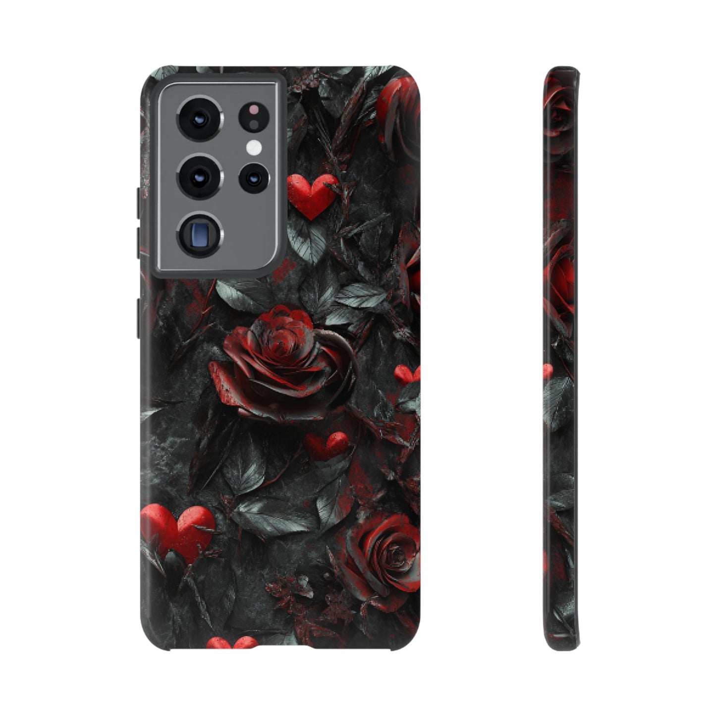 Gothic Valentine Phone Case - Dark Romance Roses and Hearts - iPhone 16 15 14 13 12 11, Samsung Galaxy & Google Pixel Phone Covers