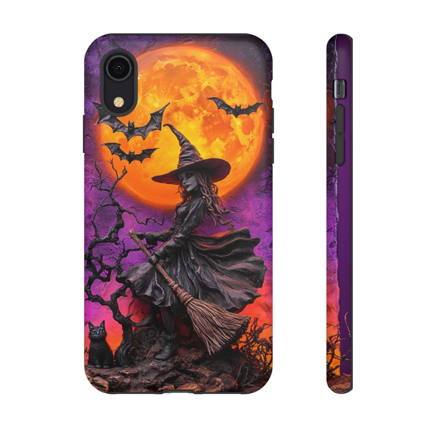 Witch and Bats Phone Case - Witchy Halloween Phone Cases - iPhone 16 15 14 13 12 11, Samsung Galaxy & Google Pixel Phone Covers - Boo and Bewear