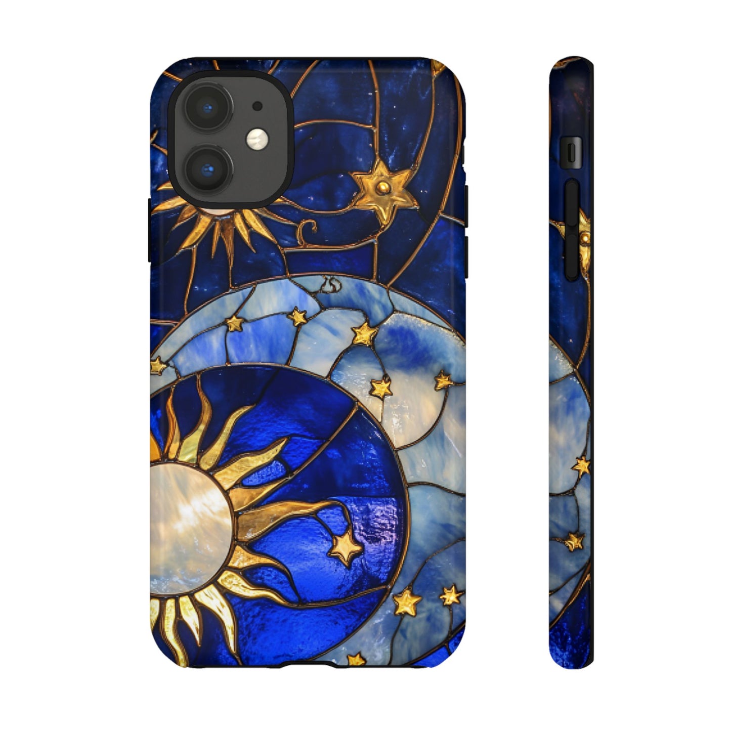 Moon and Sun Stained Glass Phone Case for iPhone 16 15 14 13 12 11, Samsung Galaxy & Google Pixel