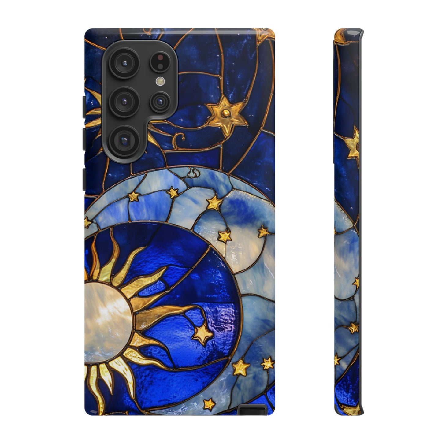 Moon and Sun Stained Glass Phone Case - iPhone 16 15 14 13 12 11, Samsung Galaxy & Google Pixel Phone Covers