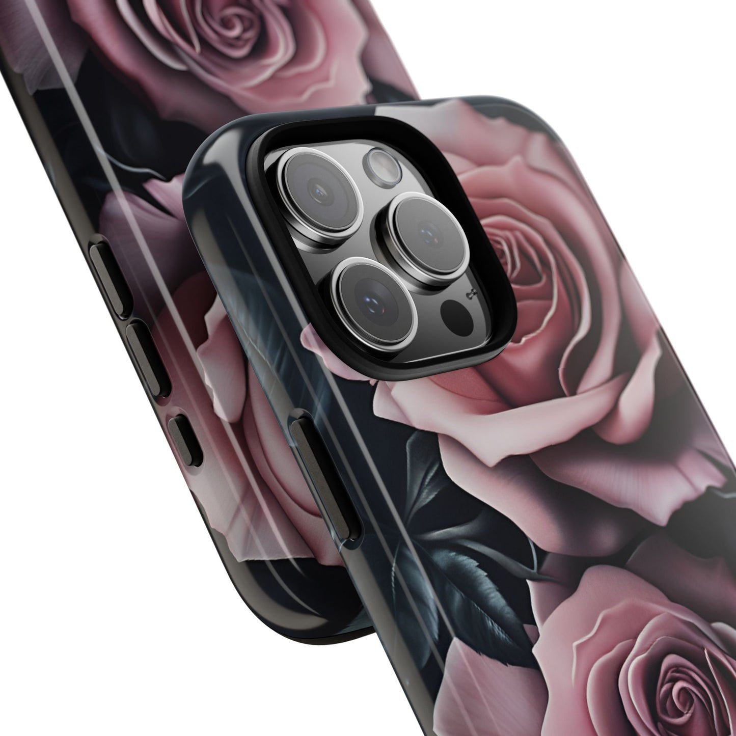 Pastel Goth Roses Phone Case - Gothic Black and Pink Flowers Phone Cases for iPhone 16 15 14 13 12 11, Samsung Galaxy & Google Pixel